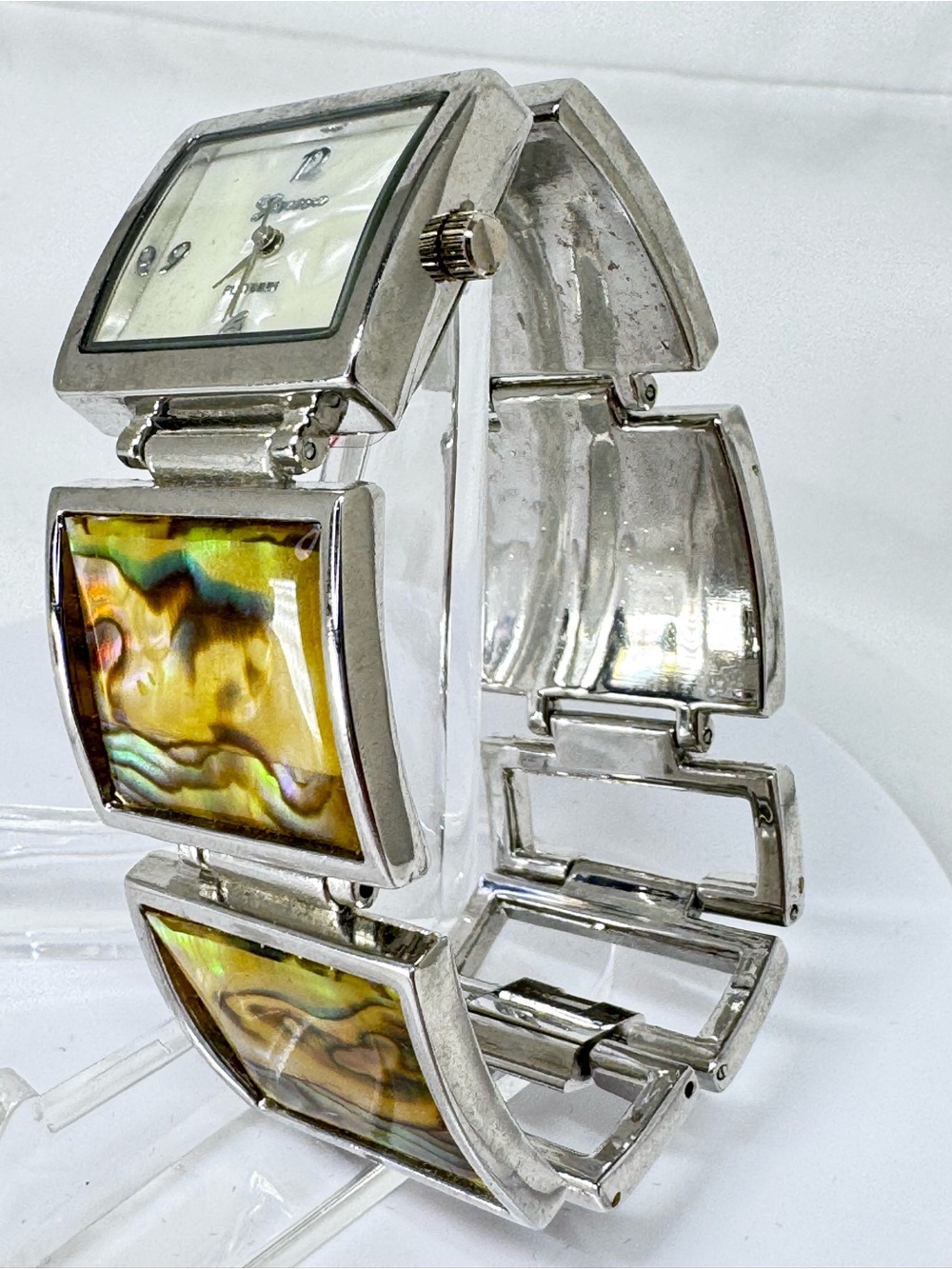 Geneva Silver-Tone Mother-of-Pearl Dial Bracelet Watch